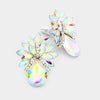 AB Crystal Petal Teardrop Clip On Pageant Earrings  | Prom Earrings 