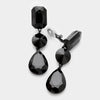 Black Crystal Triple Drop Geometric Shape Pageant Earrings  | Prom Earrings