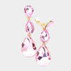 Pink Crystal Triple Teardrop Clip-on Pageant Earrings 