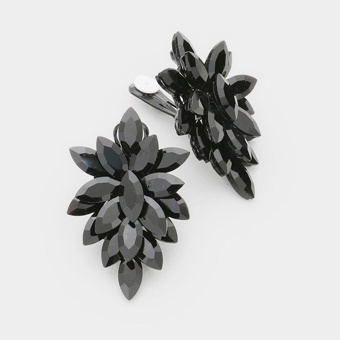 Jet Black Hombre Clip On Earrings