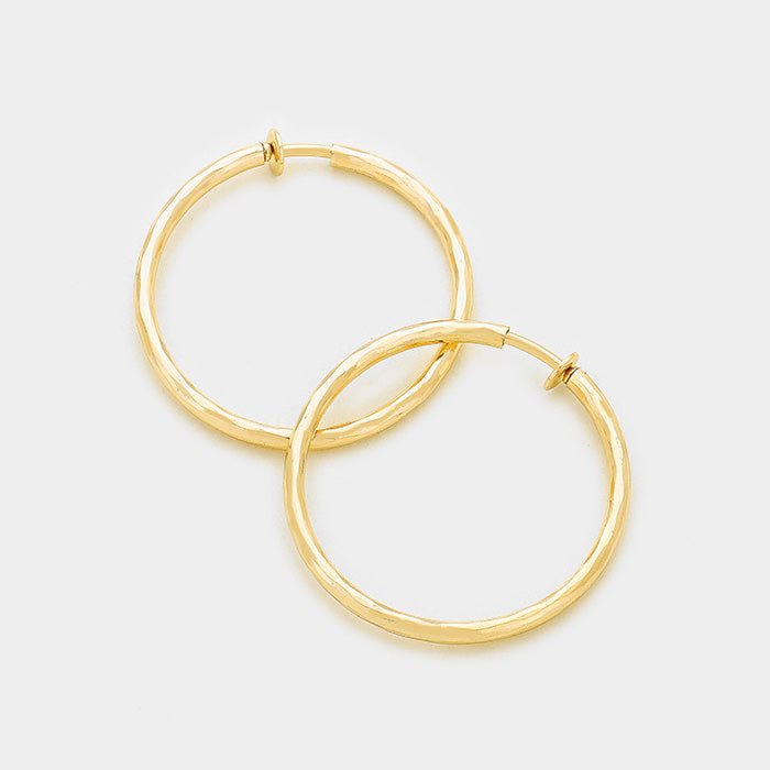 Clip On Gold Hoop Earrings | 1.25" | 253004