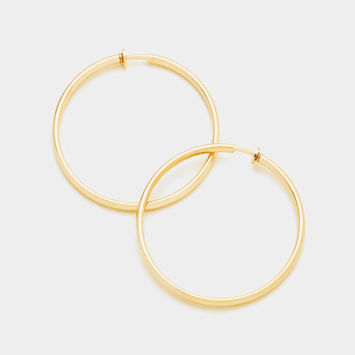Gold Clip On Hoops | 2.25"