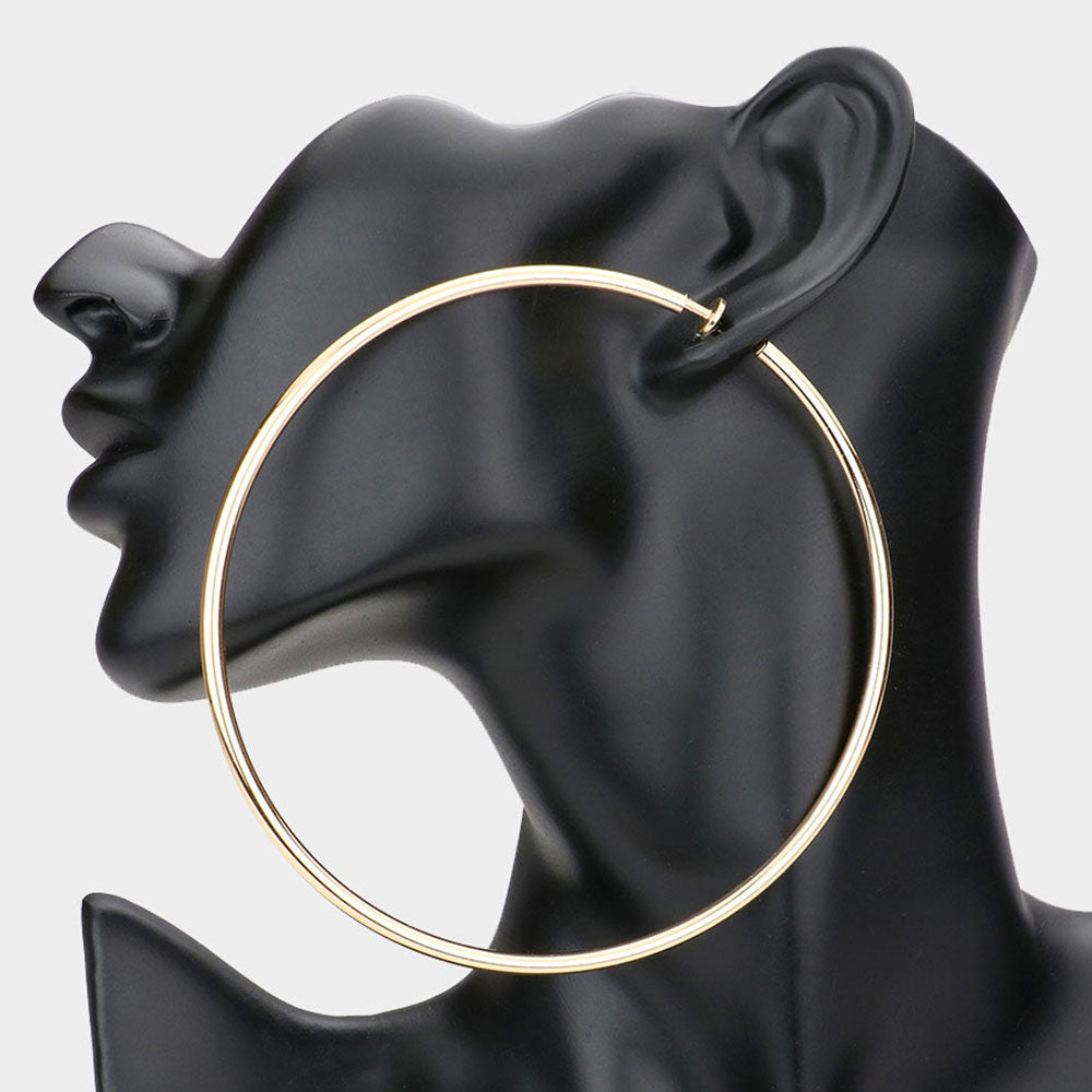 bevolking Concreet Mok Extra Large Gold Metal Hoop Earrings | Clip On | 4" | L&M Bling - lmbling
