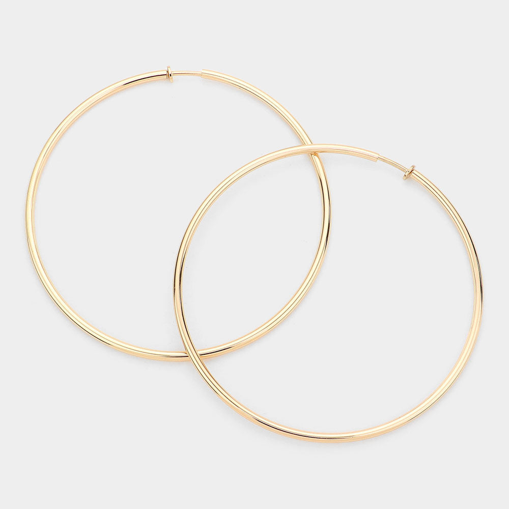 bevolking Concreet Mok Extra Large Gold Metal Hoop Earrings | Clip On | 4" | L&M Bling - lmbling
