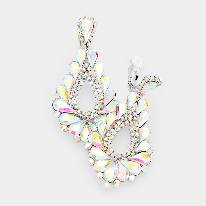 AB Center Cut Out Clip On Earrings