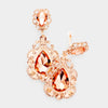 Elegant Peach Crystal Chandelier Clip On Pageant Prom Earrings