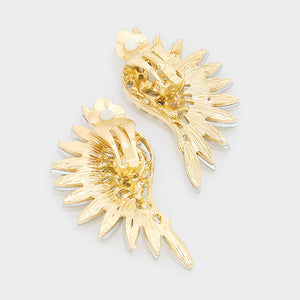 AB Crystal Marquise Stone Wing Clip On Earrings on Gold | 531563