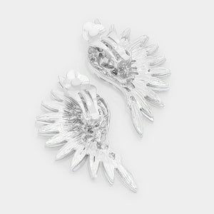 Royal Blue Crystal Marquise Stone Wing Clip On Earrings  | 539039