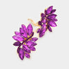 Purple crystal rhinestone clip on earrings on gold
