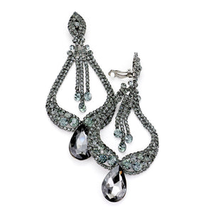 Black Diamond Crystal Pageant Earrings  | "Miss America"| Clip On | 439613