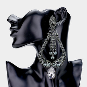 Black Diamond Crystal Pageant Earrings  | "Miss America"| Clip On