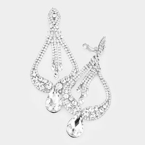 Clear Crystal Pageant Earrings  | "Miss America"| Clip On | 439609