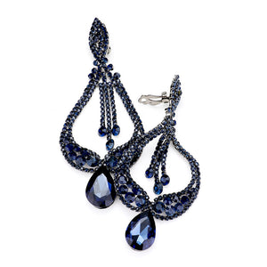 Navy Crystal Pageant Earrings  | "Miss America"| Clip On | 439618