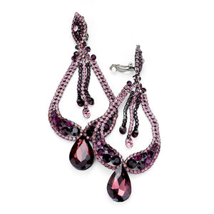 Purple Crystal Pageant Earrings  | "Miss America"| Clip On | 439619