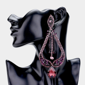 Purple Crystal Pageant Earrings  | "Miss America"| Clip On