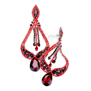 Red Crystal Pageant Earrings | "Miss America"| Clip On | 439622