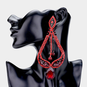 Red Crystal Pageant Earrings | "Miss America"| Clip On