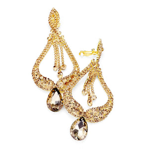 Topaz Crystal Pageant Earrings | "Miss America"| Clip On | 439615