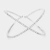 Criss Cross Clear Rhinestone Cuff Bracelet 