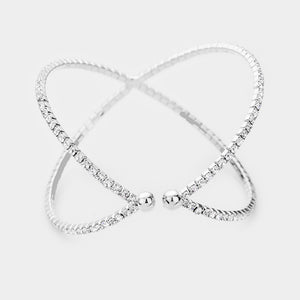 Criss Cross Clear Rhinestone Cuff Bracelet  |  457087