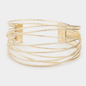 Multi Strand Gold Metal Cuff Bracelet