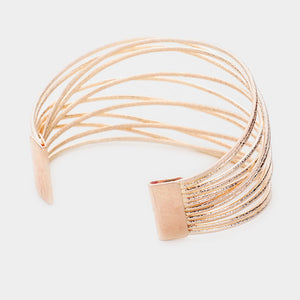 Multi Strand Rose Gold Metal Cuff Bracelet | 458582