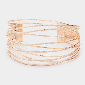 Multi Strand Rose Gold Metal Cuff Bracelet