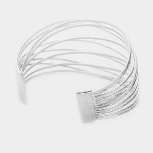 Multi Strand Silver Metal Cuff Bracelet | 458586