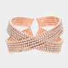 Multi Row Crisscross Rhinestone Pageant Bracelet on Rose Gold| Rhinestone Bracelet