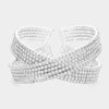 Multi Row Crisscross Rhinestone Pageant Bracelet on Silver | Rhinestone Bracelet