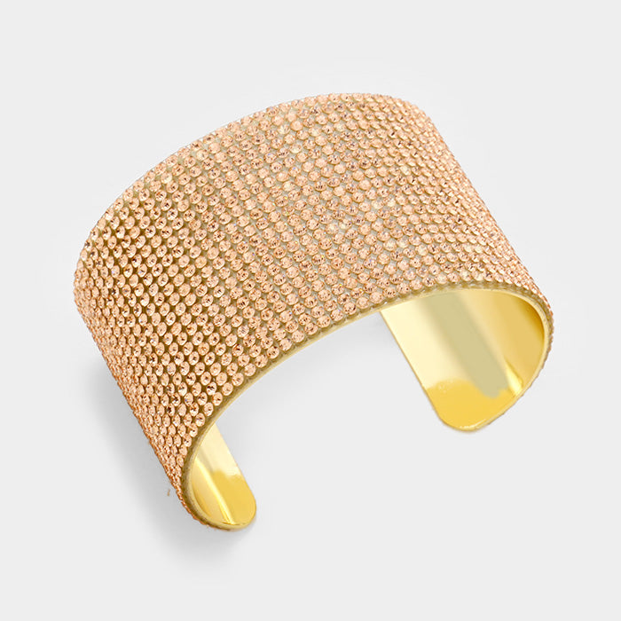 Peach Crystal Cuff Pageant Bracelet