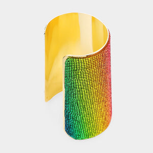 Wide Multi-Color Rhinestone Cuff Bracelet | 430861