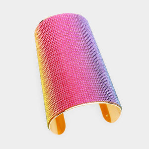 Wide Multi-Color Rhinestone Cuff Bracelet