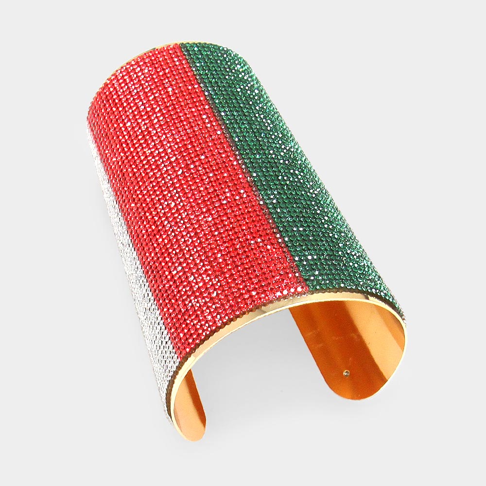 Wide Multi-Color Rhinestone Cuff Bracelet