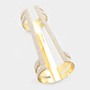 Long Cut Out Cage Clear Crystal Rhinestone Cuff Bracelet on Gold | 348488