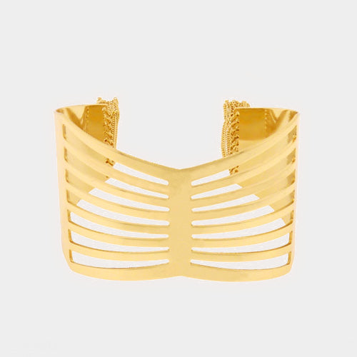 Gold Metal Cage Bracelet with Fringe