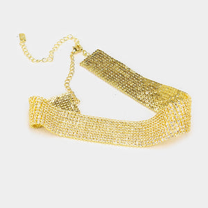 Elegant Clear Crystal on Gold Rhinestone Choker & Earrings on Gold | 361028
