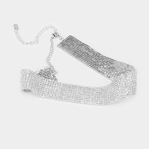 Elegant Clear Crystal Rhinestone Choker & Earrings  | 361026