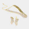 AB Crystal Rhinestone Choker with Matching Clip on Earrings on Gold  | Prom Jewelry | 401592