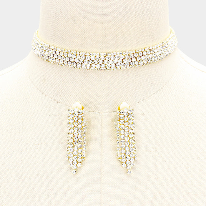 Rhinestone Choker-White Crystal Choker Necklace for Women