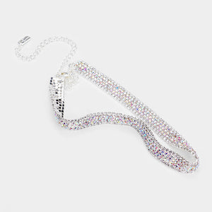 AB Rhinestone Choker with Fringe Earrings  \ Prom Choker | Pageant Choker|  428231