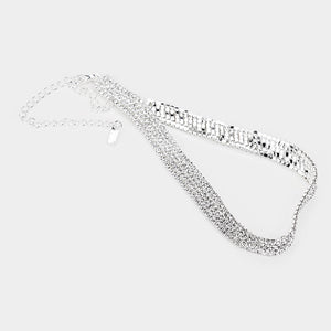 Clear Rhinestone Choker with Fringe Earrings  \ Prom Choker | Pageant Choker|  428232