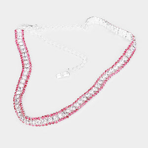 Lt. Rose Rhinestone Choker Necklace | Prom Choker | Pageant Choker | 430351