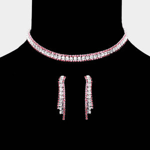 Lt. Rose Rhinestone Choker Necklace | Prom Choker | Pageant Choker