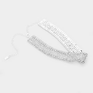 Wide Clear Crystal Rhinestone Choker Necklace | Prom Jewelry | 447621