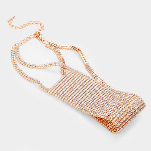 Wide Rhinestone Choker Necklace on Rose Gold/Prom Jewelry | Pageant Jewelry | 343329