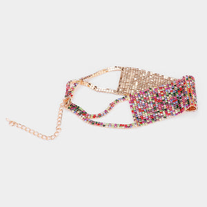 Wide Multi-Color Rhinestone Choker Necklace /Prom Jewelry | Pageant Jewelry | 476193
