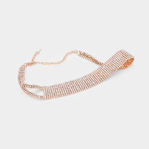 Rhinestone Choker Necklace on Rose Gold | Prom Jewelry | Pageant Jewelry | 352697