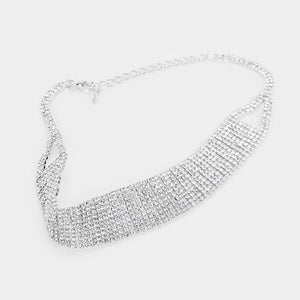 Clear Rhinestone Choker Necklace | Prom Jewelry | 475381