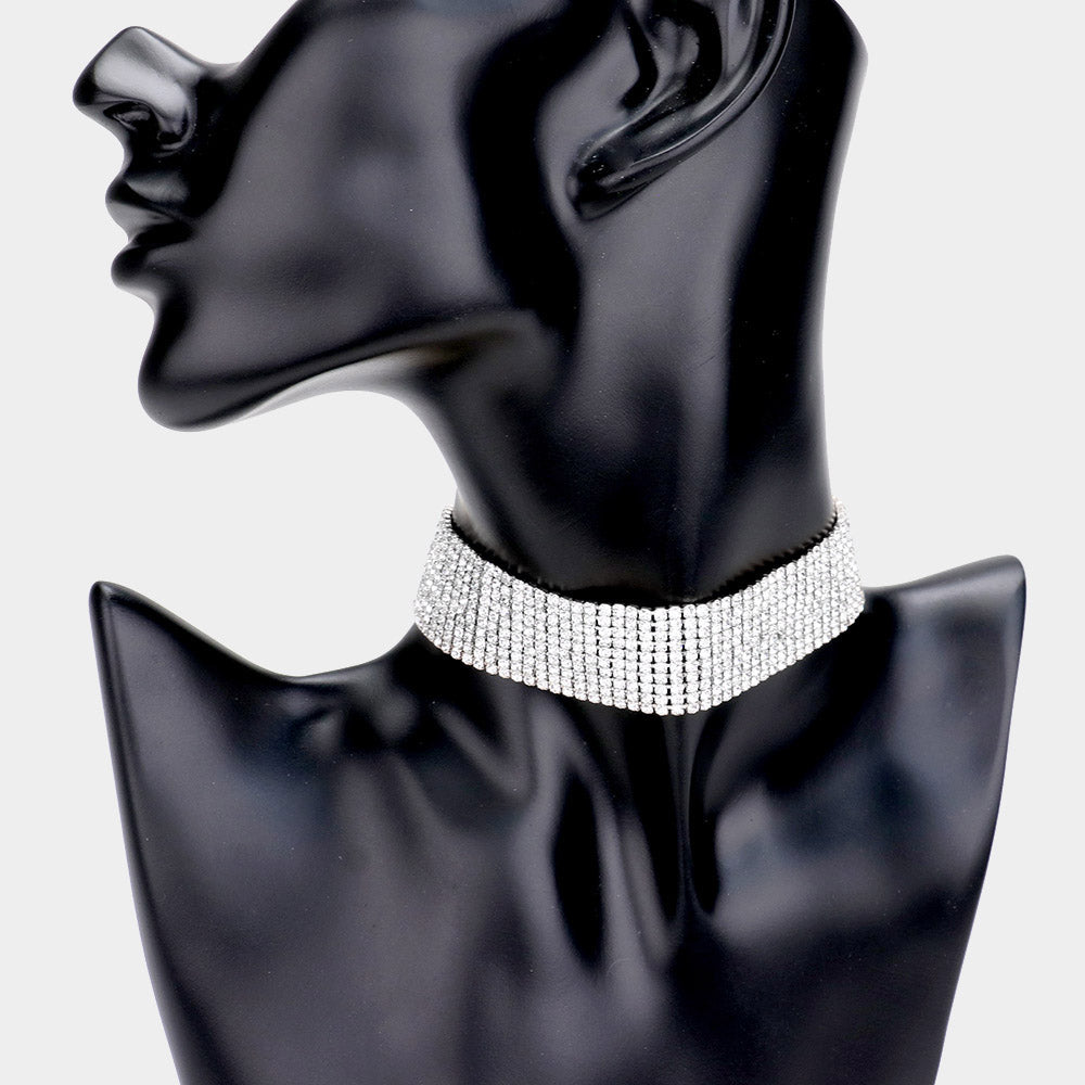 Clear Rhinestone Choker Necklace | Prom Jewelry
